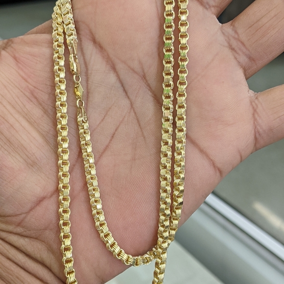 10kt Real Gold Byzantine Box Style Chain 3.3 MM 22 Inches - Picture 4 of 10